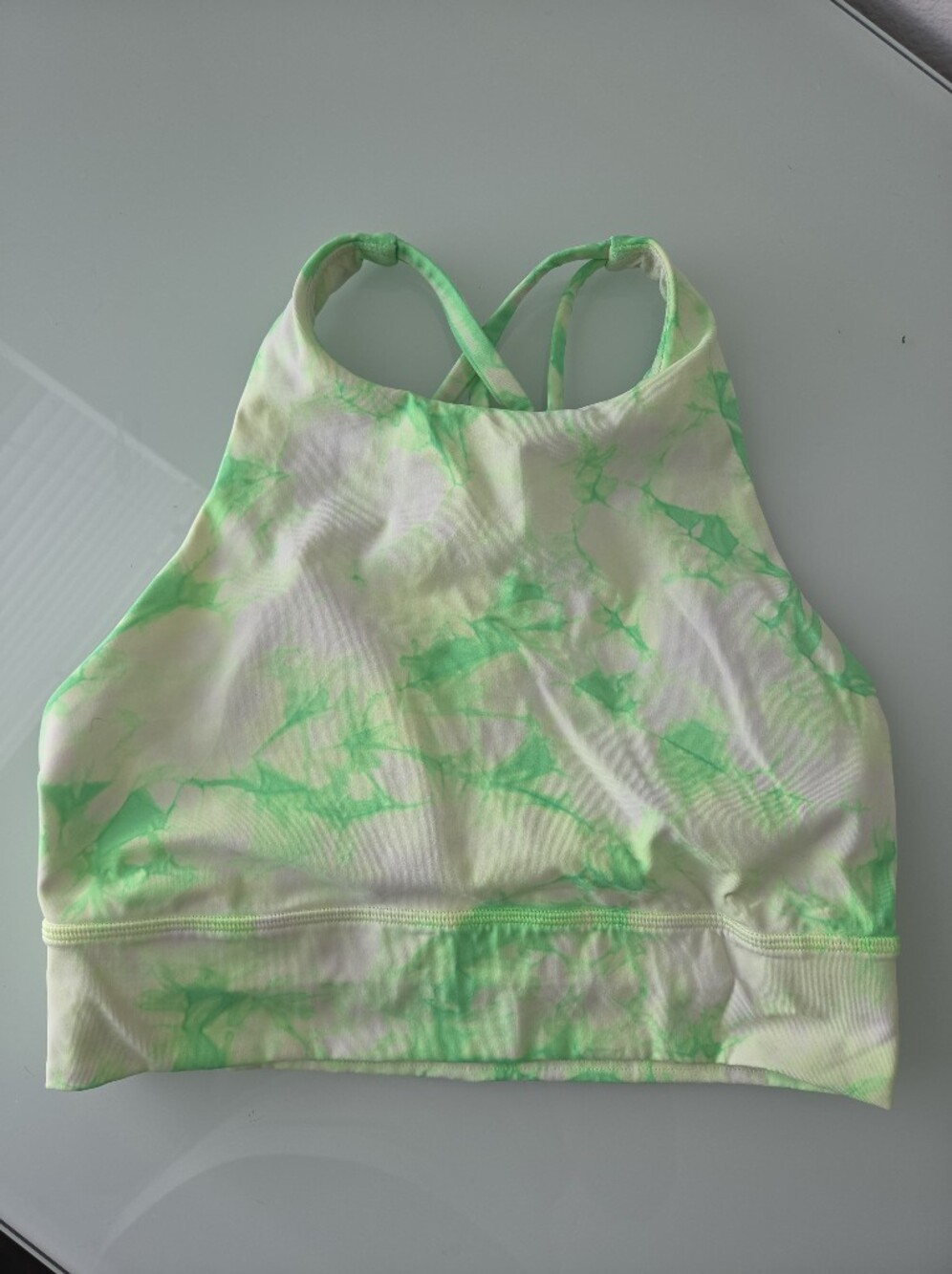 Lululemon ENERGY BRA High Neck Long Line SZ 8 Green Tie Dye